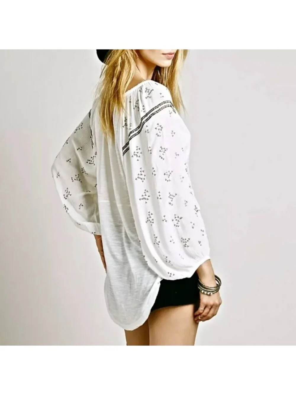 Free People Golden Nugget Beaded Peasant Blouse, S